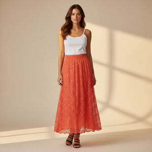 ME 2 Magic Coral Crochet Maxi Skirt Size M